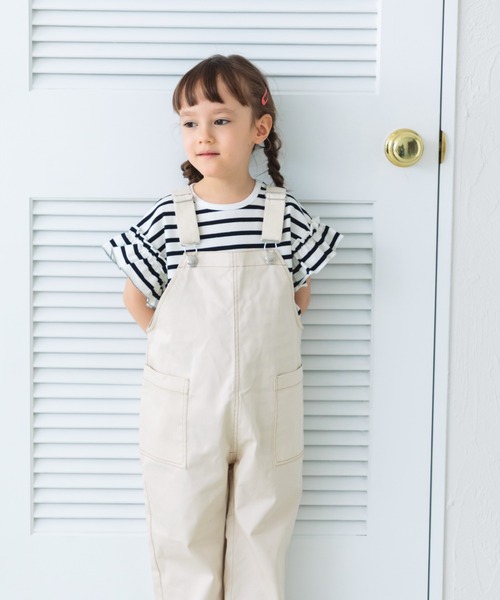 pairmanon（ペアマノン）の「【綿100%】【リンクコーデ】ツイルサロペット（サロペット/オーバーオール・キッズ・アイボリー/ブラック/ホワイト系その他/ベージュ・120/150/140/130/110/90/100）」の5枚目の写真