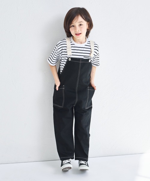 pairmanon（ペアマノン）の「【綿100%】【リンクコーデ】ツイルサロペット（サロペット/オーバーオール・キッズ・アイボリー/ブラック/ホワイト系その他/ベージュ・120/150/140/130/110/90/100）」の15枚目の写真