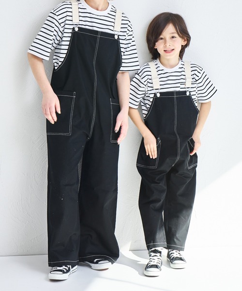 pairmanon（ペアマノン）の「【綿100%】【リンクコーデ】ツイルサロペット（サロペット/オーバーオール・キッズ・アイボリー/ブラック/ホワイト系その他/ベージュ・120/150/140/130/110/90/100）」の19枚目の写真