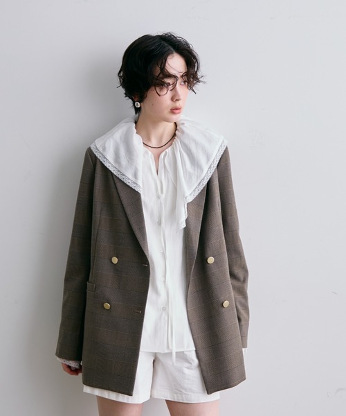 Trish（トリッシュ）の「金釦ダブルテーラーJK（テーラードジャケット・レディース・チャコールグレー/ブラック/ネイビー/ブラウン/その他・MEDIUM）」の5枚目の写真