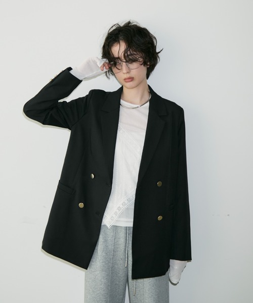 Trish（トリッシュ）の「金釦ダブルテーラーJK（テーラードジャケット・レディース・チャコールグレー/ブラック/ネイビー/ブラウン/その他・MEDIUM）」の2枚目の写真