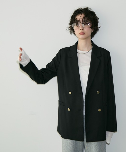 Trish（トリッシュ）の「金釦ダブルテーラーJK（テーラードジャケット・レディース・チャコールグレー/ブラック/ネイビー/ブラウン/その他・MEDIUM）」の6枚目の写真