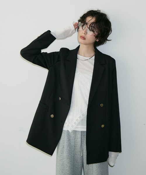 Trish（トリッシュ）の「金釦ダブルテーラーJK（テーラードジャケット・レディース・チャコールグレー/ブラック/ネイビー/ブラウン/その他・MEDIUM）」の7枚目の写真