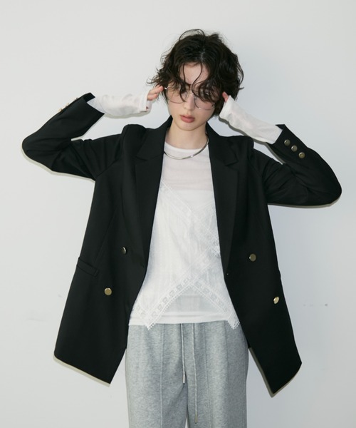 Trish（トリッシュ）の「金釦ダブルテーラーJK（テーラードジャケット・レディース・チャコールグレー/ブラック/ネイビー/ブラウン/その他・MEDIUM）」の8枚目の写真