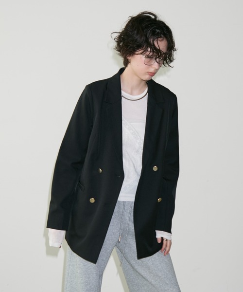 Trish（トリッシュ）の「金釦ダブルテーラーJK（テーラードジャケット・レディース・チャコールグレー/ブラック/ネイビー/ブラウン/その他・MEDIUM）」の9枚目の写真
