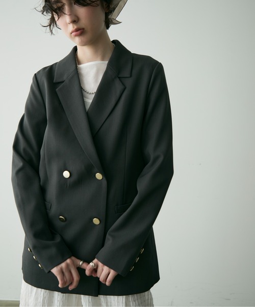 Trish（トリッシュ）の「金釦ダブルテーラーJK（テーラードジャケット・レディース・チャコールグレー/ブラック/ネイビー/ブラウン/その他・MEDIUM）」の15枚目の写真