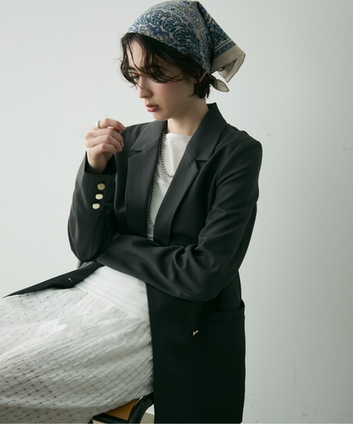 Trish（トリッシュ）の「金釦ダブルテーラーJK（テーラードジャケット・レディース・チャコールグレー/ブラック/ネイビー/ブラウン/その他・MEDIUM）」の16枚目の写真