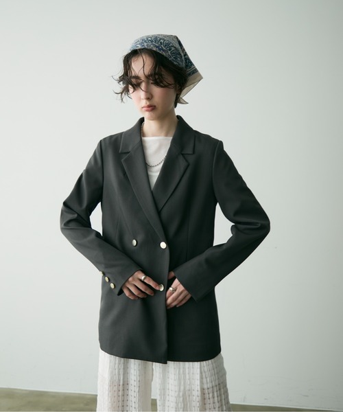 Trish（トリッシュ）の「金釦ダブルテーラーJK（テーラードジャケット・レディース・チャコールグレー/ブラック/ネイビー/ブラウン/その他・MEDIUM）」の21枚目の写真