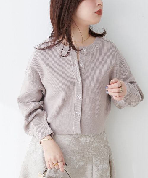 【WEB限定】クリア釦レトロショートカーデ（カーディガン/ボレロ）｜natural couture（ナチュラルクチュール）