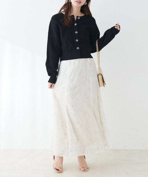 【WEB限定】クリア釦レトロショートカーデ（カーディガン/ボレロ）｜natural couture（ナチュラルクチュール）