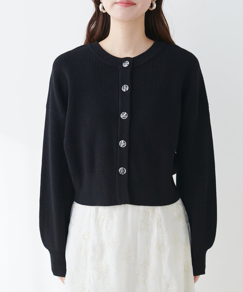【WEB限定】クリア釦レトロショートカーデ（カーディガン/ボレロ）｜natural couture（ナチュラルクチュール）