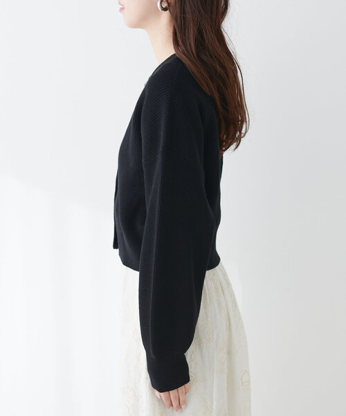 【WEB限定】クリア釦レトロショートカーデ（カーディガン/ボレロ）｜natural couture（ナチュラルクチュール）