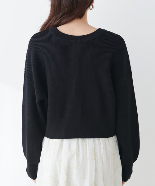 【WEB限定】クリア釦レトロショートカーデ（カーディガン/ボレロ）｜natural couture（ナチュラルクチュール）