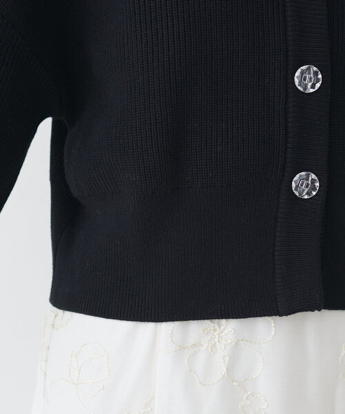 【WEB限定】クリア釦レトロショートカーデ（カーディガン/ボレロ）｜natural couture（ナチュラルクチュール）