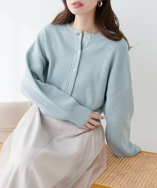 【WEB限定】クリア釦レトロショートカーデ（カーディガン/ボレロ）｜natural couture（ナチュラルクチュール）