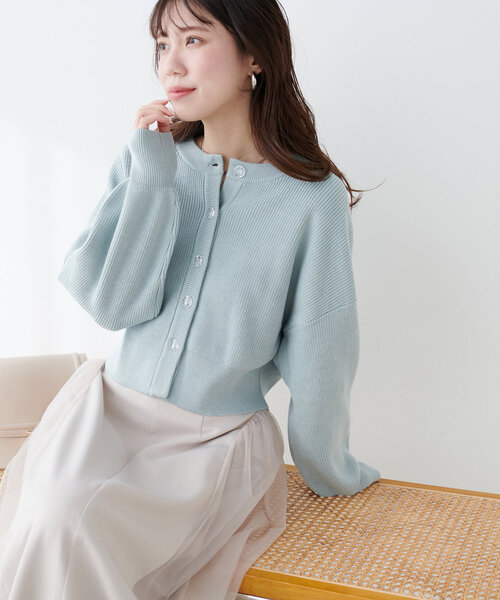 【WEB限定】クリア釦レトロショートカーデ（カーディガン/ボレロ）｜natural couture（ナチュラルクチュール）