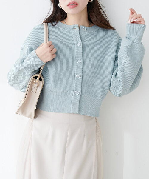 【WEB限定】クリア釦レトロショートカーデ（カーディガン/ボレロ）｜natural couture（ナチュラルクチュール）