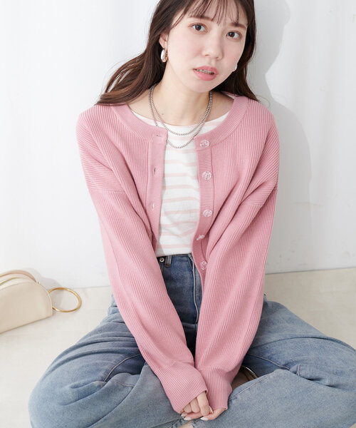 【WEB限定】クリア釦レトロショートカーデ（カーディガン/ボレロ）｜natural couture（ナチュラルクチュール）