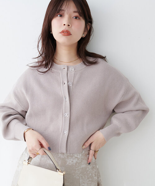 【WEB限定】クリア釦レトロショートカーデ（カーディガン/ボレロ）｜natural couture（ナチュラルクチュール）