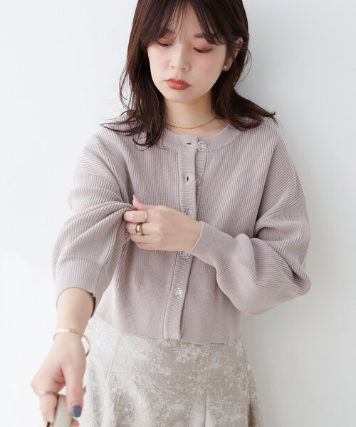 【WEB限定】クリア釦レトロショートカーデ（カーディガン/ボレロ）｜natural couture（ナチュラルクチュール）