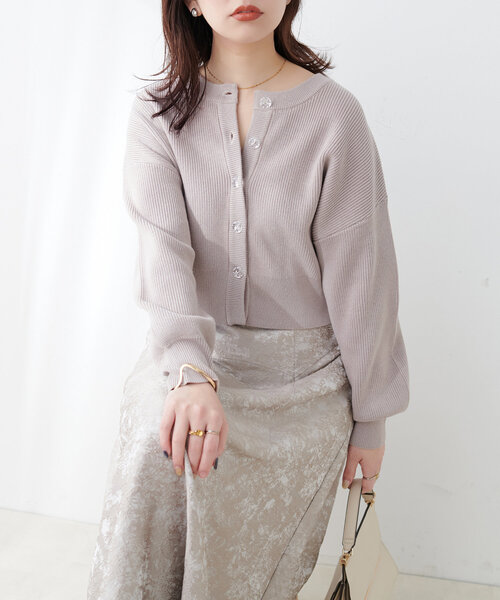 【WEB限定】クリア釦レトロショートカーデ（カーディガン/ボレロ）｜natural couture（ナチュラルクチュール）