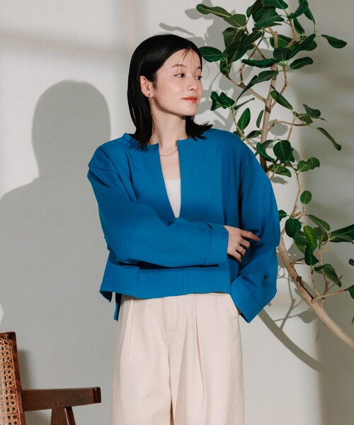 FREAK'S STORE(フリークスストア)の「ポンチ Vネックショートスウェット(スウェット・レディース・ブルー/チャコール・フリ-)」の17枚目の写真
