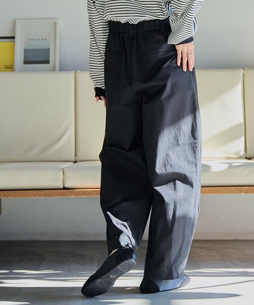 coen（コーエン）の「コットンナイロンツータックワイドパンツ（チノパンツ・レディース・オリーブ/ベージュ/ブラック・S/M）」の7枚目の写真