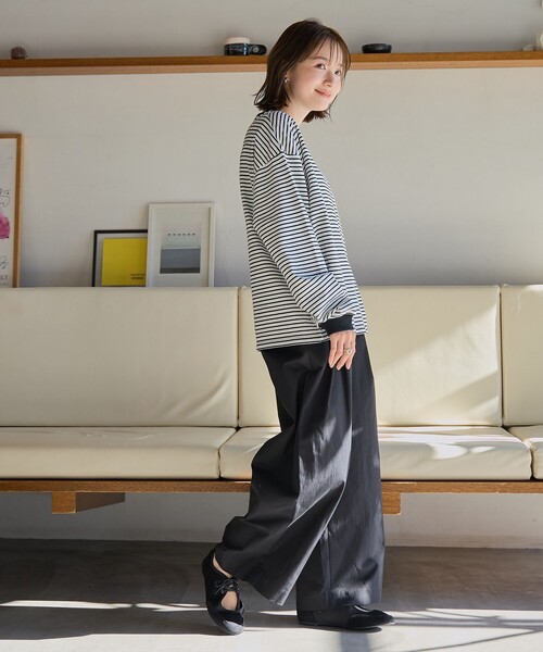 coen（コーエン）の「コットンナイロンツータックワイドパンツ（チノパンツ・レディース・オリーブ/ベージュ/ブラック・S/M）」の8枚目の写真