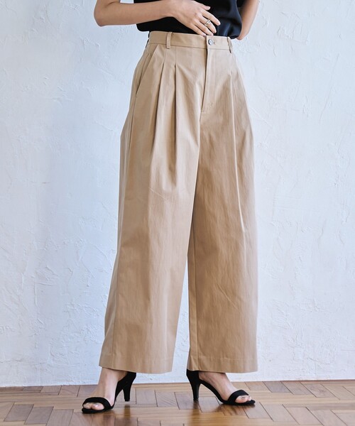 coen（コーエン）の「コットンナイロンツータックワイドパンツ（チノパンツ・レディース・オリーブ/ベージュ/ブラック・S/M）」の11枚目の写真
