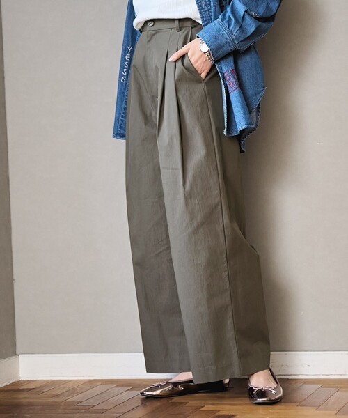coen（コーエン）の「コットンナイロンツータックワイドパンツ（チノパンツ・レディース・オリーブ/ベージュ/ブラック・S/M）」の17枚目の写真