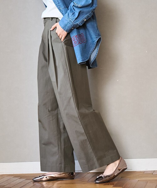 coen（コーエン）の「コットンナイロンツータックワイドパンツ（チノパンツ・レディース・オリーブ/ベージュ/ブラック・S/M）」の19枚目の写真