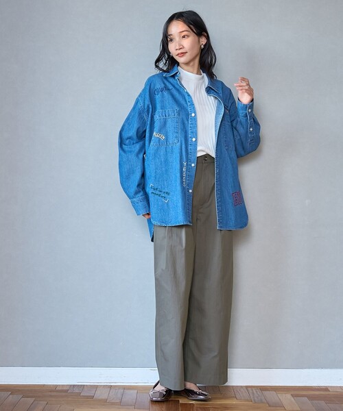 coen（コーエン）の「コットンナイロンツータックワイドパンツ（チノパンツ・レディース・オリーブ/ベージュ/ブラック・S/M）」の21枚目の写真