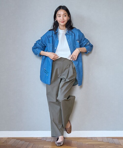 coen（コーエン）の「コットンナイロンツータックワイドパンツ（チノパンツ・レディース・オリーブ/ベージュ/ブラック・S/M）」の22枚目の写真