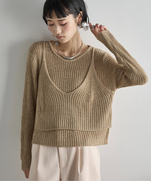 フェイクキャミレイヤードニットプルオーバー（ニット/セーター）｜THE  