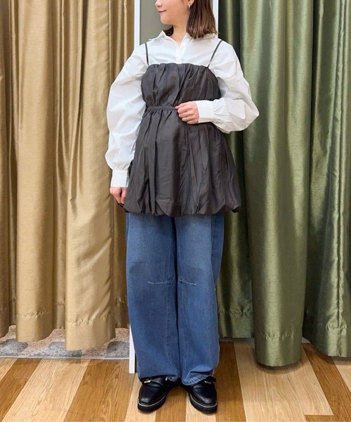 Green　Parks（グリーンパークス）の「イージーケア裾ドロストシャツ（シャツ/ブラウス・レディース・オフホワイト/グレー/ブルー/サックスブルー/グリーン/ベージュ・FREE）」の21枚目の写真