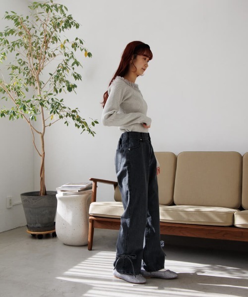 flower（フラワー）の「スウィートフリルニット（ニット/セーター・レディース・ミント/ホワイト・FREE）」の14枚目の写真