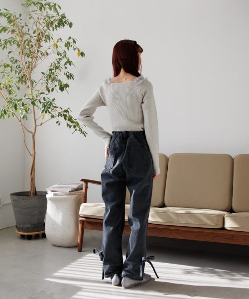 flower（フラワー）の「スウィートフリルニット（ニット/セーター・レディース・ミント/ホワイト・FREE）」の15枚目の写真