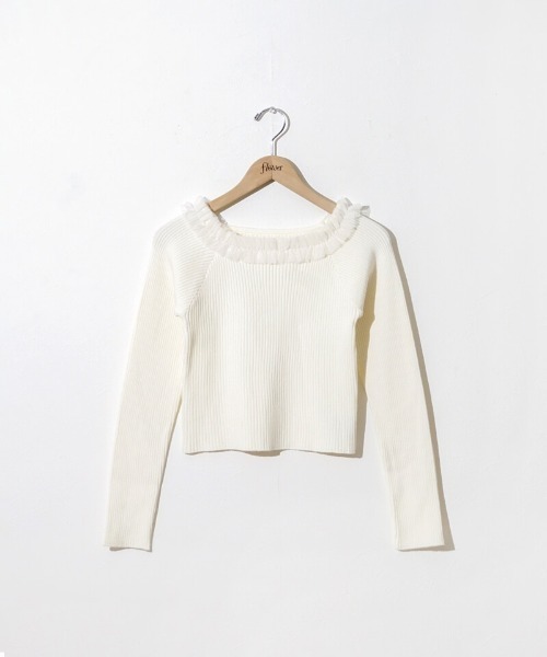 flower（フラワー）の「スウィートフリルニット（ニット/セーター・レディース・ミント/ホワイト・FREE）」の16枚目の写真