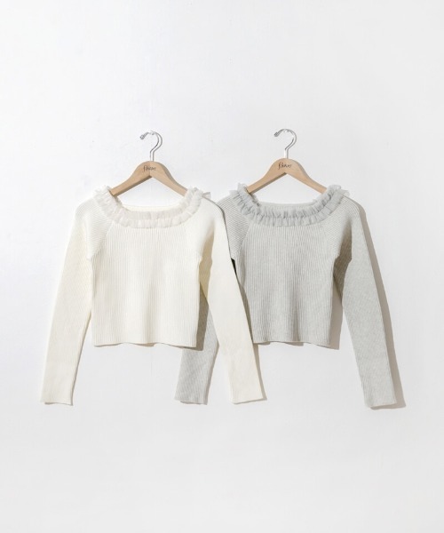 flower（フラワー）の「スウィートフリルニット（ニット/セーター・レディース・ミント/ホワイト・FREE）」の18枚目の写真