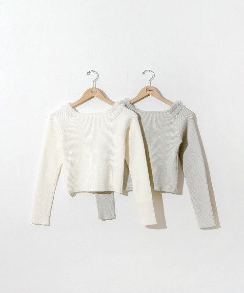 flower（フラワー）の「スウィートフリルニット（ニット/セーター・レディース・ミント/ホワイト・FREE）」の20枚目の写真