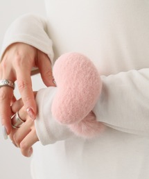 Fluffy chou chou with heart/ハート付き もこもこシュシュ