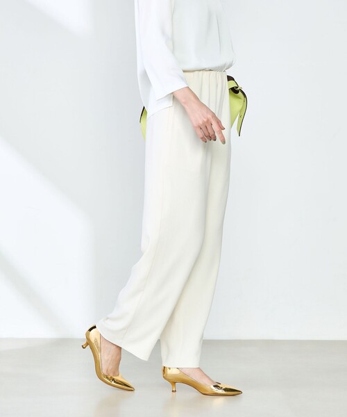 NOLLEY’S（ノーリーズ）の「《セットアップ対応》ニュアンスジョーゼットセミワイドパンツ（その他パンツ・レディース・ネイビー/オフホワイト/サックスブルー・38/36）」の2枚目の写真