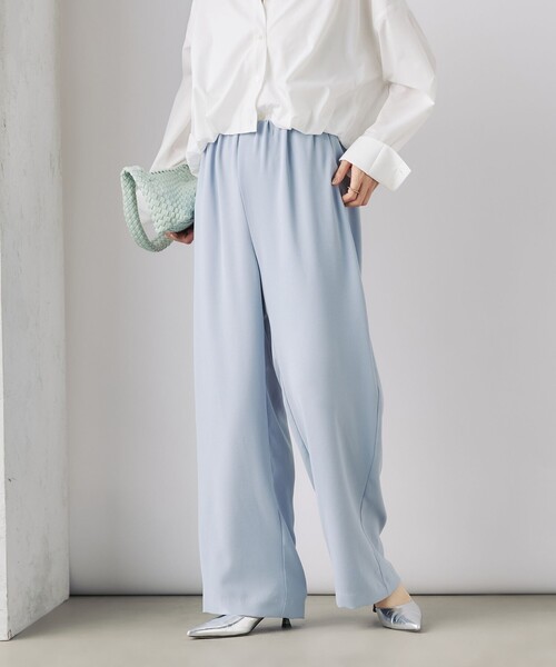 NOLLEY’S（ノーリーズ）の「《セットアップ対応》ニュアンスジョーゼットセミワイドパンツ（その他パンツ・レディース・ネイビー/オフホワイト/サックスブルー・38/36）」の3枚目の写真