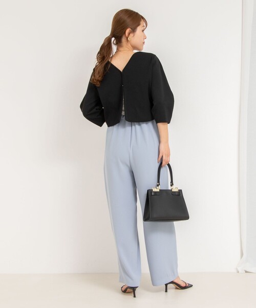 NOLLEY’S（ノーリーズ）の「《セットアップ対応》ニュアンスジョーゼットセミワイドパンツ（その他パンツ・レディース・ネイビー/オフホワイト/サックスブルー・38/36）」の5枚目の写真