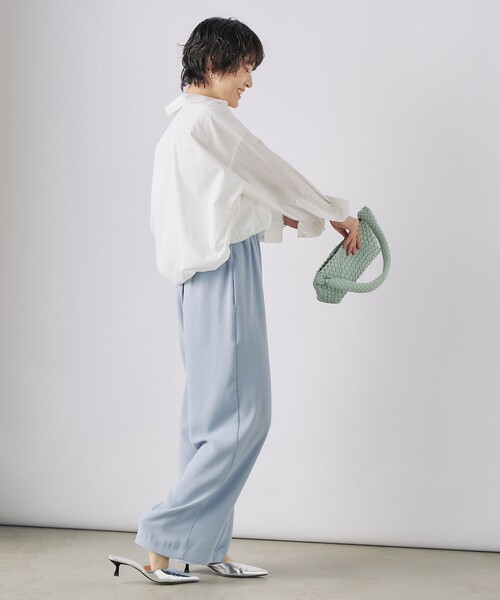 NOLLEY’S（ノーリーズ）の「《セットアップ対応》ニュアンスジョーゼットセミワイドパンツ（その他パンツ・レディース・ネイビー/オフホワイト/サックスブルー・38/36）」の10枚目の写真