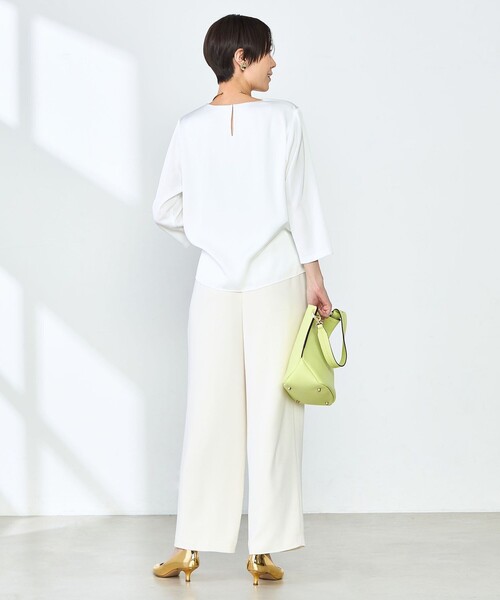 NOLLEY’S（ノーリーズ）の「《セットアップ対応》ニュアンスジョーゼットセミワイドパンツ（その他パンツ・レディース・ネイビー/オフホワイト/サックスブルー・38/36）」の19枚目の写真