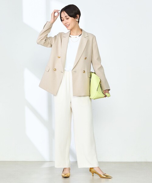 NOLLEY’S（ノーリーズ）の「《セットアップ対応》ニュアンスジョーゼットセミワイドパンツ（その他パンツ・レディース・ネイビー/オフホワイト/サックスブルー・38/36）」の21枚目の写真