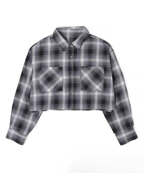 WEGO(ウィゴー)の「WEGO/チェックショートシャツ(シャツ/ブラウス・レディース・サックスブルー/ブラック・FREE)」の3枚目の写真