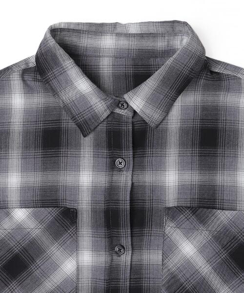 WEGO(ウィゴー)の「WEGO/チェックショートシャツ(シャツ/ブラウス・レディース・サックスブルー/ブラック・FREE)」の5枚目の写真