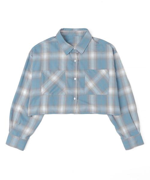 WEGO(ウィゴー)の「WEGO/チェックショートシャツ(シャツ/ブラウス・レディース・サックスブルー/ブラック・FREE)」の9枚目の写真